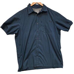 Merrell Men's Opti-Wick Button Up Shirt Short Sleeve Summer Size L Dark Blue